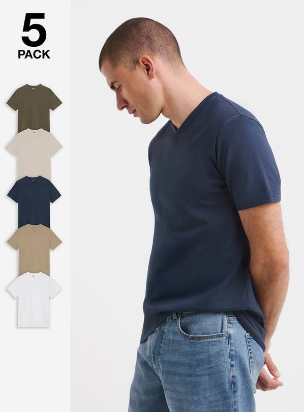 JACAMO 5 Pack Multi Crew Neck Tshirts Long 4XL